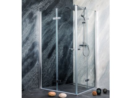 Sanotechnik Sanoflex Duet obdélníkový sprchový kout, šířka 100x90cm, zalamovací dveře (Umístění Pravé provedení)
