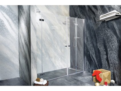 Sanotechnik Sanoflex Symphony+Duet sprchová zástěna, otvíravé + zalamovací dveře, šířka 160-220cm (Rozmer 90cm, Spůsob otevírání otevírací dveře)