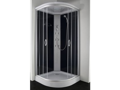 TC07 Sanotechnik Relax, sprchový box štvrťkruh 90x90x207cm, čierny 01