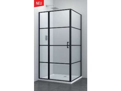 K100B F90B3 Sanotechnik Soho Elite Black obdélníkový sprchový kout, 100x90cm, otevírací dveře+Fix, designový