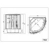 Sanotechnik Cuba, sprchový box s vaňou štvrťkruh 130x130x215cm, TR25 tech list 01