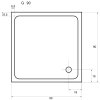 G90 Sanotechnik Venus sprchová vanička, akrylát, čtverec, 90cm, technický list