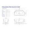 Aquatek Philadelphia Black akrylátová voľne stojaca vaňa 150x75 cm tech list