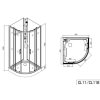 Sanotechnik QuickLine Dallas black, sprchový box štvrťkruh bez strechy 90x90x210cm, biely, CL11B tech list