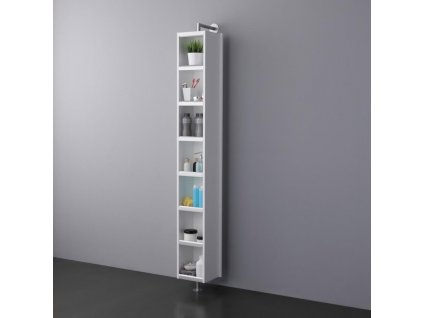 11252 kvstore kupelnova skrinka vysoka otocna so zrkadlom a priehradkou 28x198x33 5 cm biely les