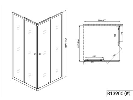 14849 sanotechnik stvorcovy sprchovy kut s vanickou sirka 90cm posuvne dvere
