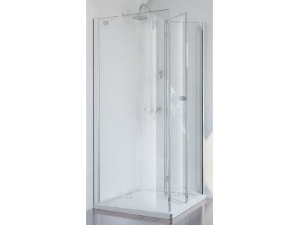 Sanotechnik Smartflex štvorcový sprchový kút, šírka 80cm, zalamovacie dvere + pevná časť, číre sklo, D1180+D1281FR/FL (Umiestnenie dverí Pravé dvere)