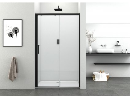 SC100B SC120B Sanotechnik SOHO Elite Black, sprchové dvere, šírka 100 120cm, posuvné, soft close systém