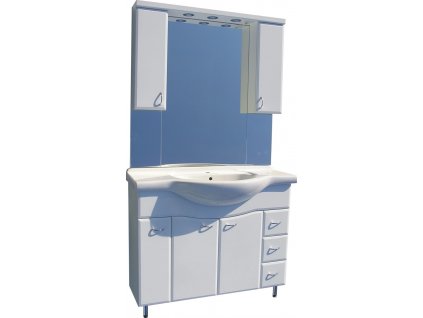 Sanotechnik Sanremo LUX kúpeľňový nábytok, 105cm, biely (Kúpeľňový nábytok + zrkadlo)