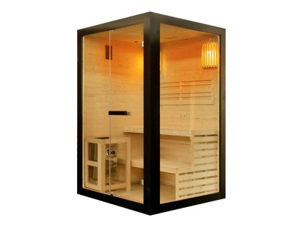 Sanotechnik Panorama Black fínska sauna pre 2 osoby, 130x120cm