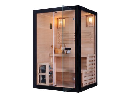 Sanotechnik Panorama Black fínska sauna pre 2 osoby, 130x120cm