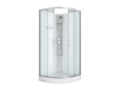 Sanotechnik QuickLine Dallas chróm, sprchový box štvrťkruh bez strechy 90x90x210cm, biely, CL11 01