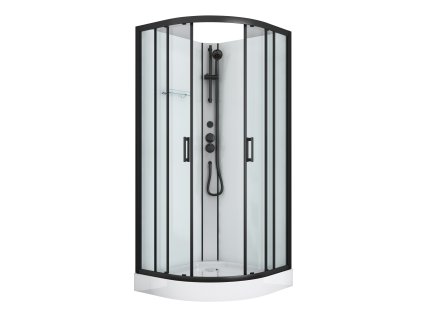 Sanotechnik QuickLine Dallas black, sprchový box štvrťkruh bez strechy 90x90x210cm, biely, CL11B 01