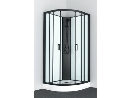 PS10B Sanotechnik BALATON 1 black sprchový box štvrťkruh bez strechy, 90x90x203cm 01