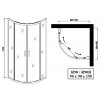 R90 R90B Sanotechnik SOHO Elite Black Elite Chrome štvrťkruhový sprrchový kút, šírka 90cm, posuvné dvere tech list