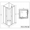 PS14 PS14B Sanotechnik sprchový box štvorec bez strechy tech list