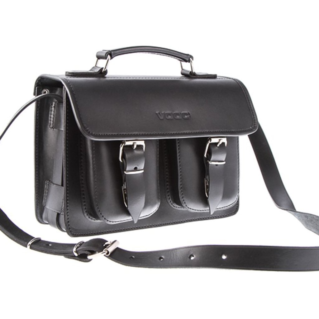 Kožená taška VOOC Vintage P30 unisex barva černá