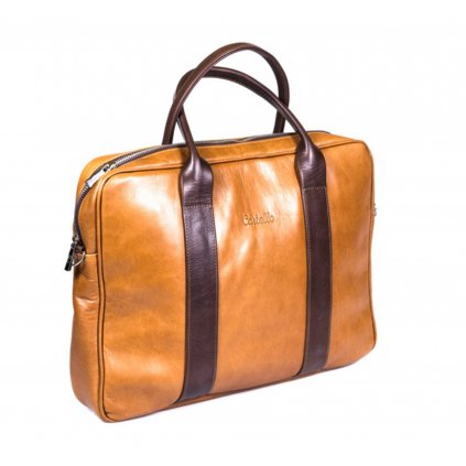 koniakowa skorzana torba na laptopa i dokumenty dwa paski london 45 4l