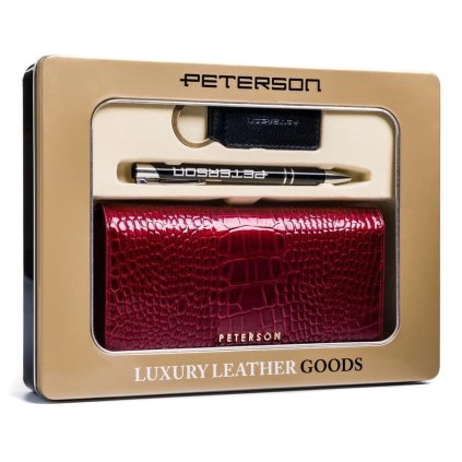 pol pl Zestaw prezentowy duzy skorzany portfel damski brelok i dlugopis Peterson 262324 1