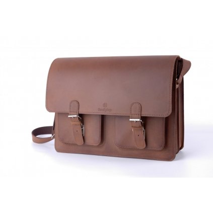 Pánská kožená taška na notebook Barelly Bags Intense barva světle hnědá velikost L