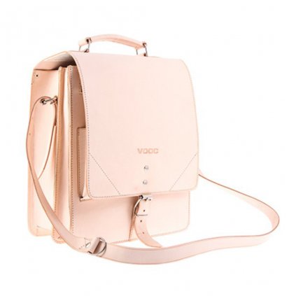 Kožená taška VOOC VINTAGE P15 unisex funkce batohu barva přírodní/bílá