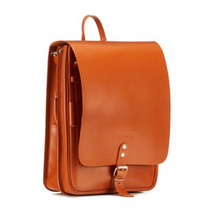 Kožená taška VOOC VINTAGE P15 unisex funkce batohu barva hnědá
