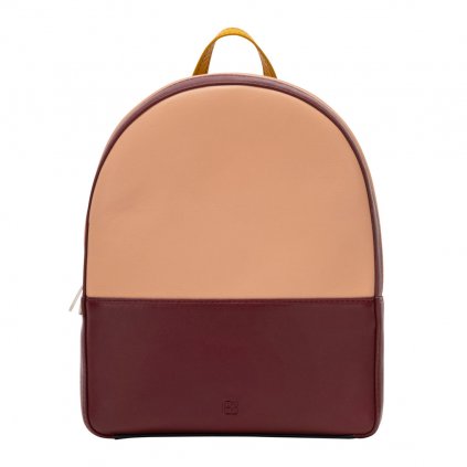 Dámský kožený batoh DuduBags Met Favignana barva béžová/bordó