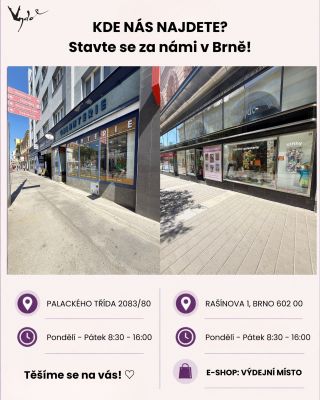 Víte, kde nás najdete? 💜 Za VYDO nemusíte jen online. Stavte se za námi osobně na jedné z našich dvou prodejen v Brně. 🛍️...