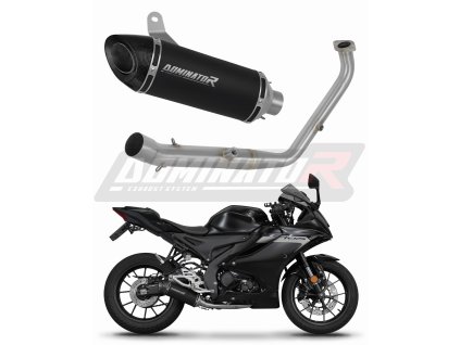Laděný výfuk Dominator Yamaha YZF R125 2024 - 2025 Kompletní systém Výfukové potrubí HP8 BLACK + dB killer medium