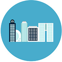 modern-office-buildings-icon-web-button-on-round-vector-18821423