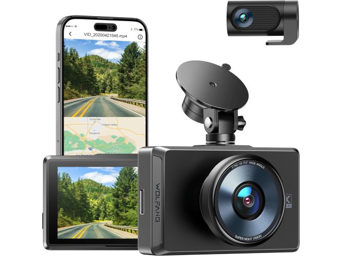 WOLFANG Autokamera 4K Dual Dash Cam