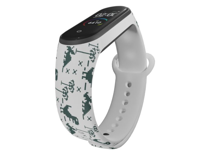 Náhradní náramek Mi band 3/4/5/6/7 Dinosaurus z pixelů (Barva Vícebarevná, Pro Přístroj Xiaomi Mi Band 7)
