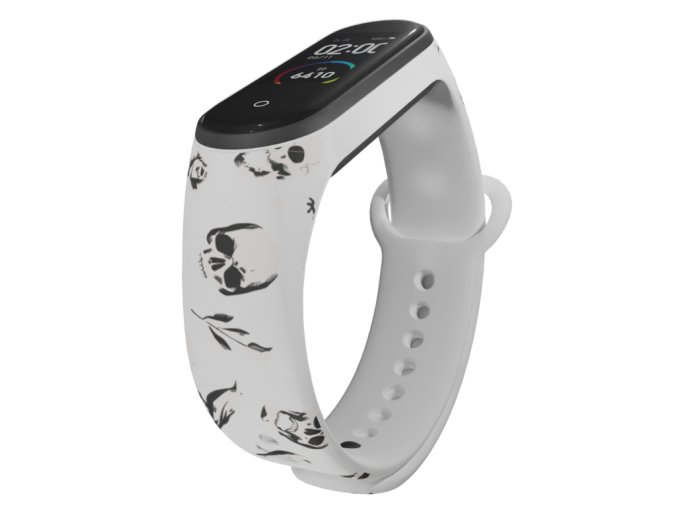 Náhradní náramek Mi band 3/4/5/6/7 Lebky (Barevná varianta Bílá, Pro Přístroj Xiaomi Mi Band 7)