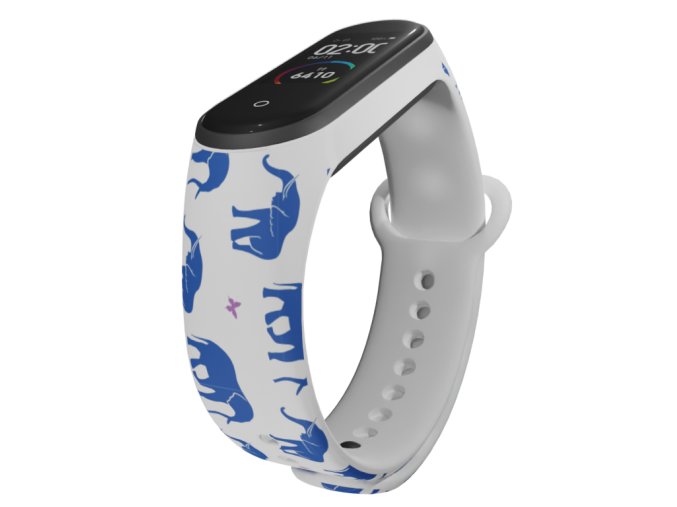 Náhradní náramek Mi band 3/4/5/6/7 Modří sloni (Barevná varianta Bílá, Pro Přístroj Xiaomi Mi Band 7)