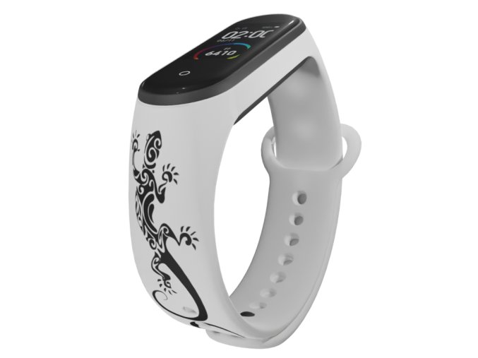 Náhradní náramek Mi band 3/4/5/6/7 Ještěrky (Barva Bílá, Pro Přístroj Xiaomi Mi Band 7)