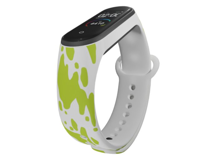 Náhradní náramek Mi band 3/4/5/6/7 Zelená skvrna (Barevná varianta Bílá, Pro Přístroj Xiaomi Mi Band 7)