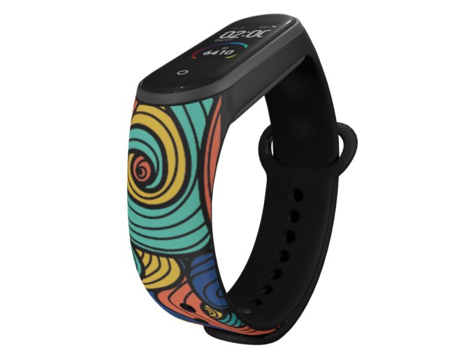 Náhradní náramek Mi band 3/4/5/6/7 Barevné vlny (Barva Vícebarevná, Pro Přístroj Xiaomi Mi Band 7)