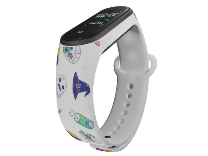 Náhradní náramek Mi band 3/4/5/6/7 Haloween (Barevná varianta Bílá, Pro Přístroj Xiaomi Mi Band 7)