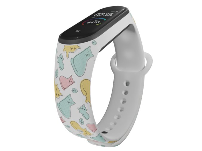 Náhradní náramek Mi band 3/4/5/6/7 Kočky (Barevná varianta Bílá, Pro Přístroj Xiaomi Mi Band 7)
