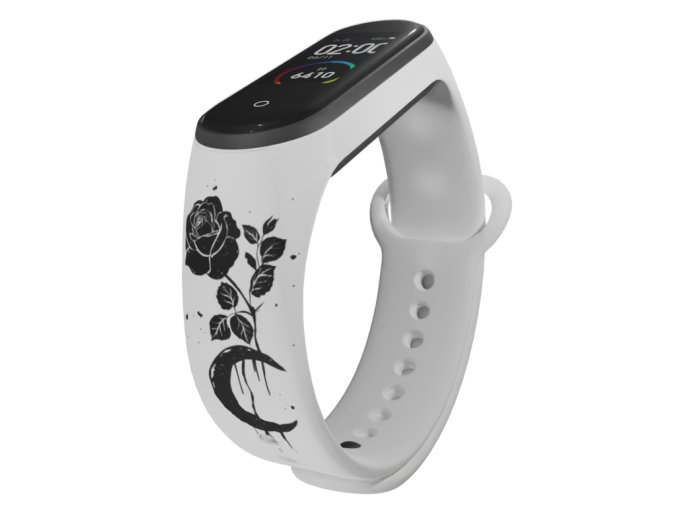 Náhradní náramek Mi band 3/4/5/6/7 Černá růže (Barevná varianta Bílá, Pro Přístroj Xiaomi Mi Band 7)