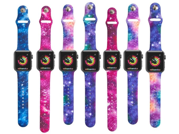 Apple watch řemínek Galaxie (Barevná varianta Galaktická, Pro Apple Watch velikost 42/44/45mm, Velikost náramku S (Obvod ruky 16,5 až 20,5cm))