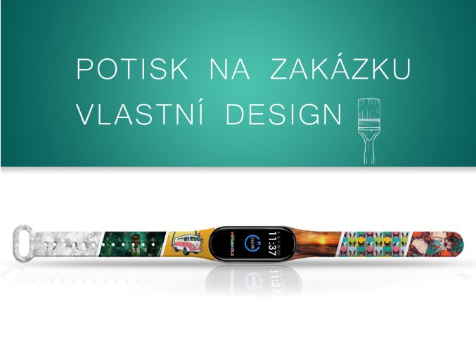 Náhradní náramek Mi band 3/4/5/6/7 POTISK NA ZAKÁZKU (Barva Vícebarevná, Pro Přístroj Xiaomi Mi Band 7)