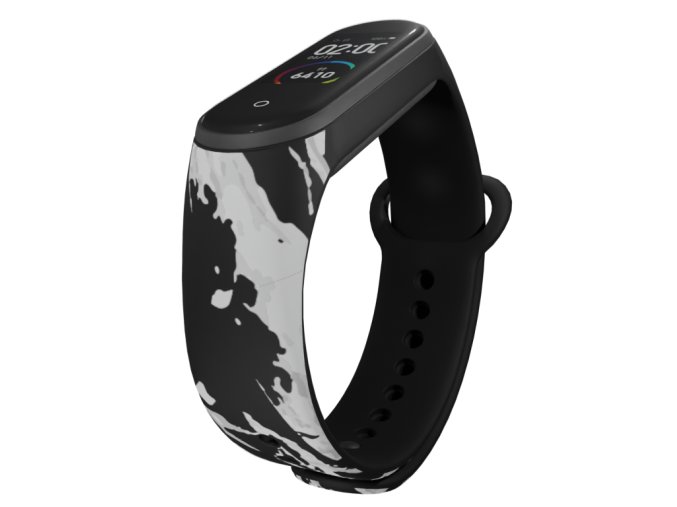 Náhradní náramek Mi band 3/4/5/6/7 Černobílý mramor (Barva Vícebarevná, Pro Přístroj Xiaomi Mi Band 7)