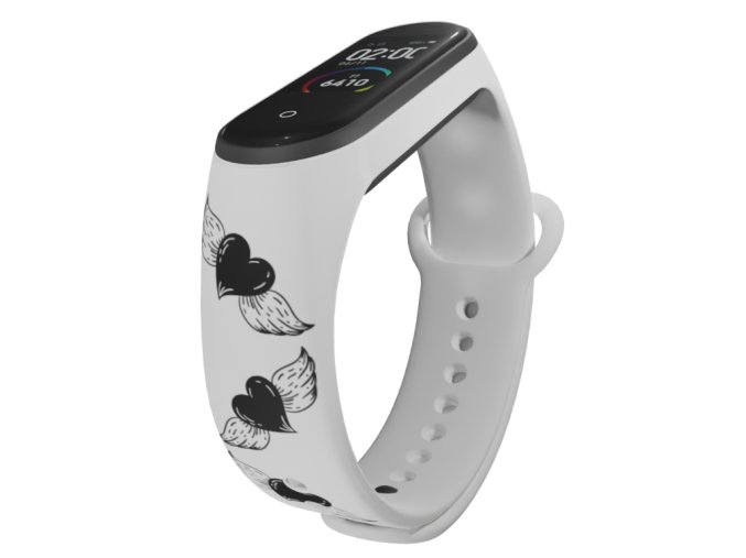 Náhradní náramek Mi band 3/4/5/6/7 Srdce s křídly (Barva Vícebarevná, Pro Přístroj Xiaomi Mi Band 7)