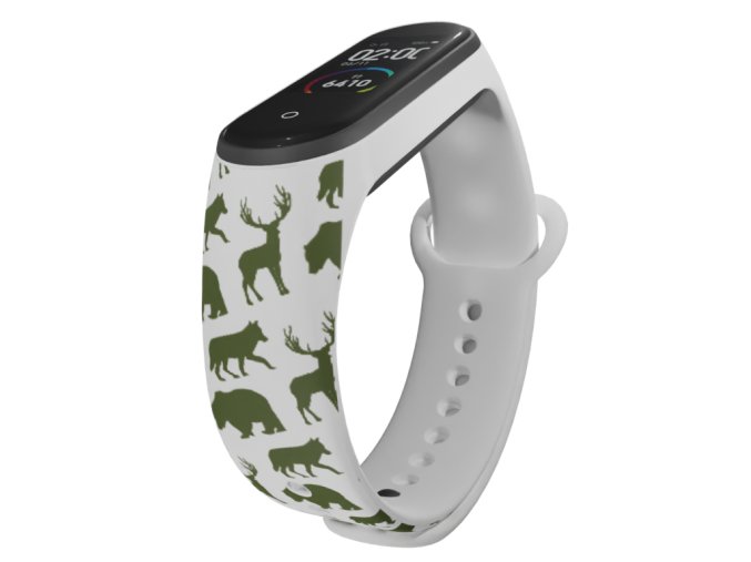Náhradní náramek Mi band 3/4/5/6/7 Lesní zvěř (Barevná varianta Bílá, Pro Přístroj Xiaomi Mi Band 7)
