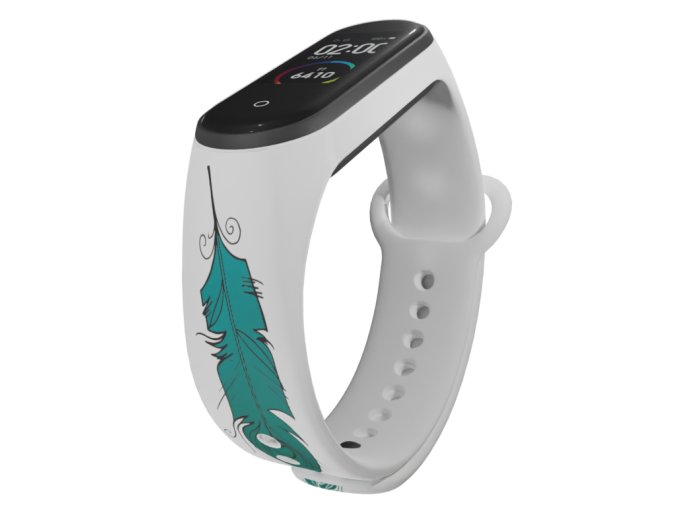 Náhradní náramek Mi band 3/4/5/6/7 Peří zelené (Barevná varianta Bílá, Pro Přístroj Xiaomi Mi Band 7)