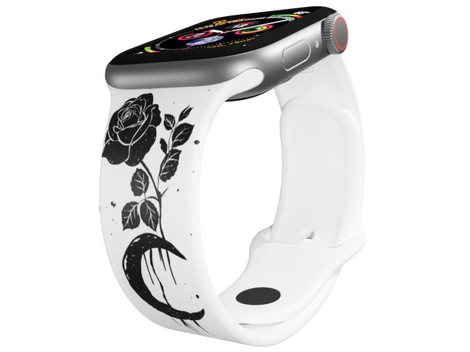 Apple watch řemínek Černá růže (Rozměr 42/44/45/46/49mm, barva pásku bílá)