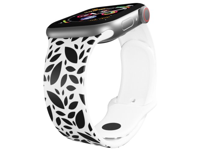 Apple watch řemínek Černobílé listy (Rozměr 42/44/45/46/49mm)