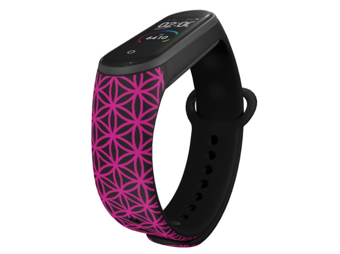 Náhradní náramek Mi band 3/4/5/6/7 Geometrie fialová (Barva Vícebarevná, Pro Přístroj Xiaomi Mi Band 7)