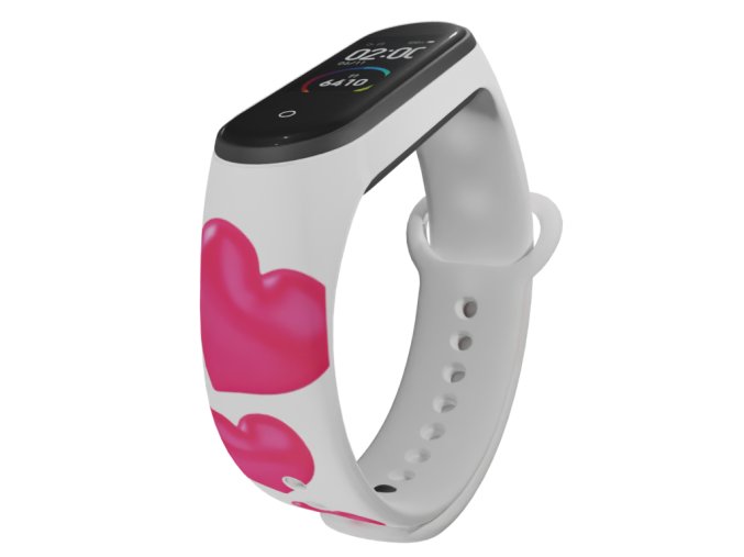 Náhradní náramek Mi band 3/4/5/6/7 Růžová srdce (Barva Vícebarevná, Pro Přístroj Xiaomi Mi Band 7)